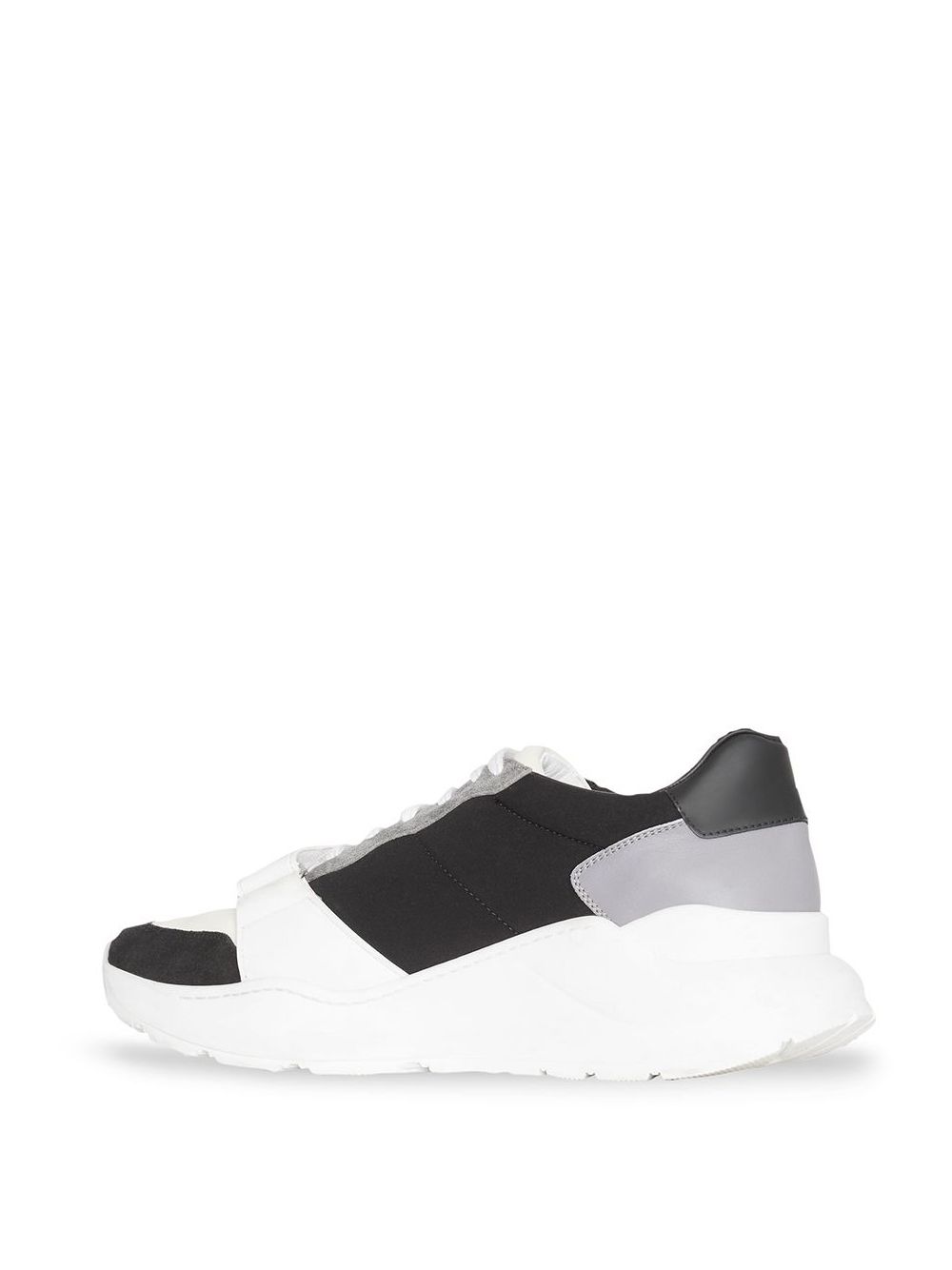 White Burberry Suede, Neoprene And Leather Sneakers 