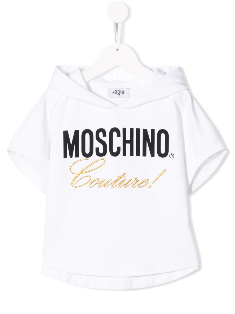 Moschino Kids футболка с капюшоном и логотипом