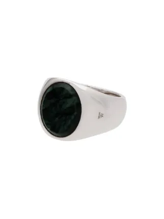 Tom Wood Metallic Oval Green Marble Sterling Silver Ring - Farfetch