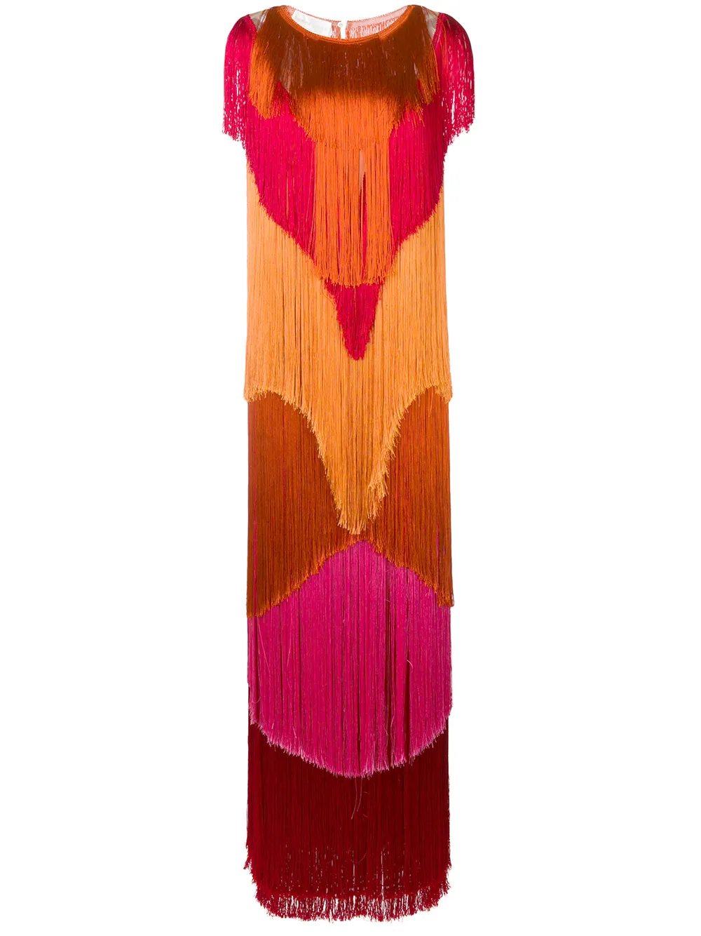 Alberta Ferretti Vestito maxi con frange - Arancione