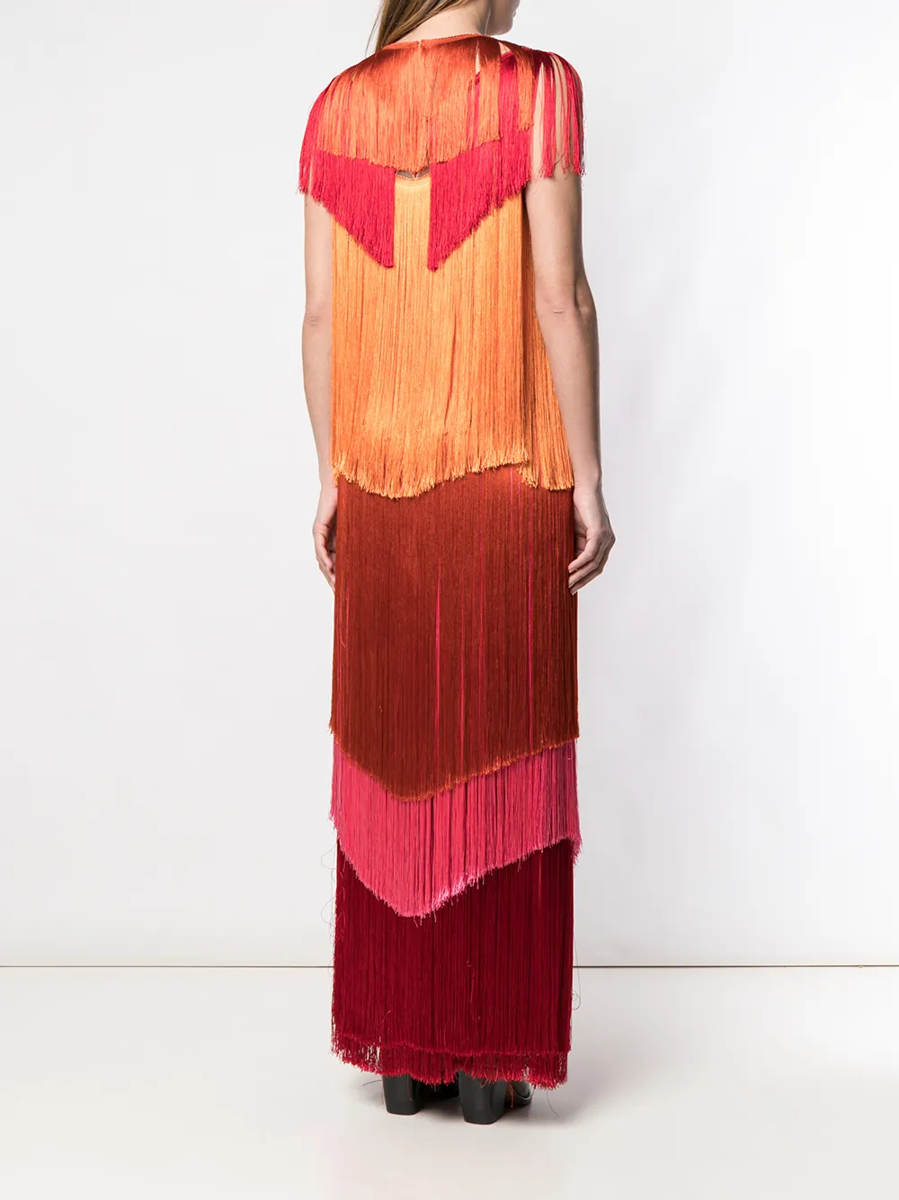 Alberta Ferretti maxi jurk met franje Oranje