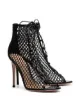 Image 2 of Gianvito Rossi black 105 net lace-up leather boots