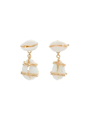 Designer Earrings For Women Farfetch White Puka S Drop Earrings