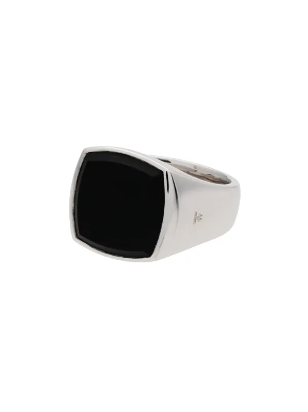 Shop Tom Wood Cushion onyx sterling silver signet ring with