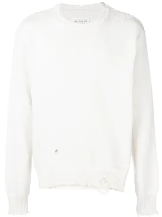 distressed crew neck sweater