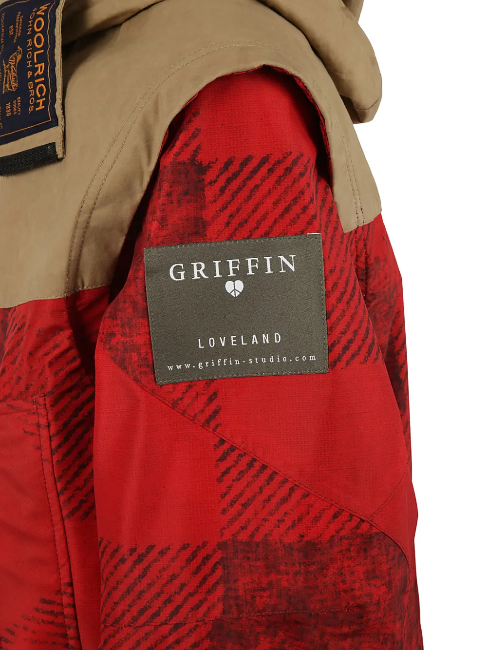 Woolrich parka met contrasterend pand Rood