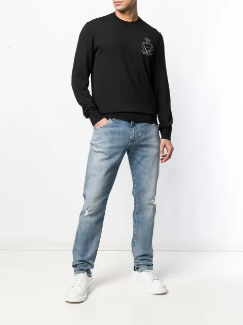 DOLCE & GABBANA CROPPED DISTRESSED JEANS