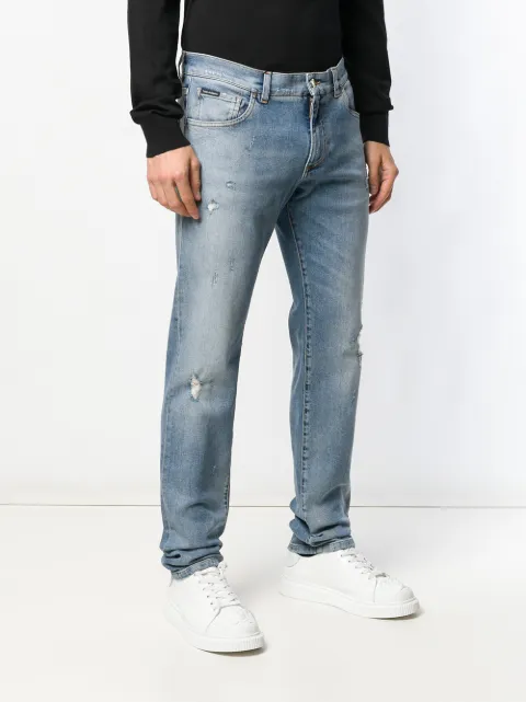 DOLCE & GABBANA CROPPED DISTRESSED JEANS