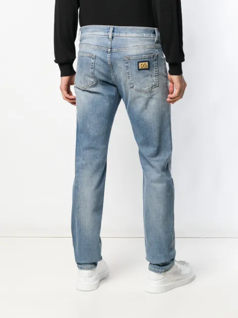 DOLCE & GABBANA CROPPED DISTRESSED JEANS
