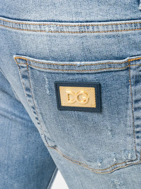 DOLCE & GABBANA CROPPED DISTRESSED JEANS