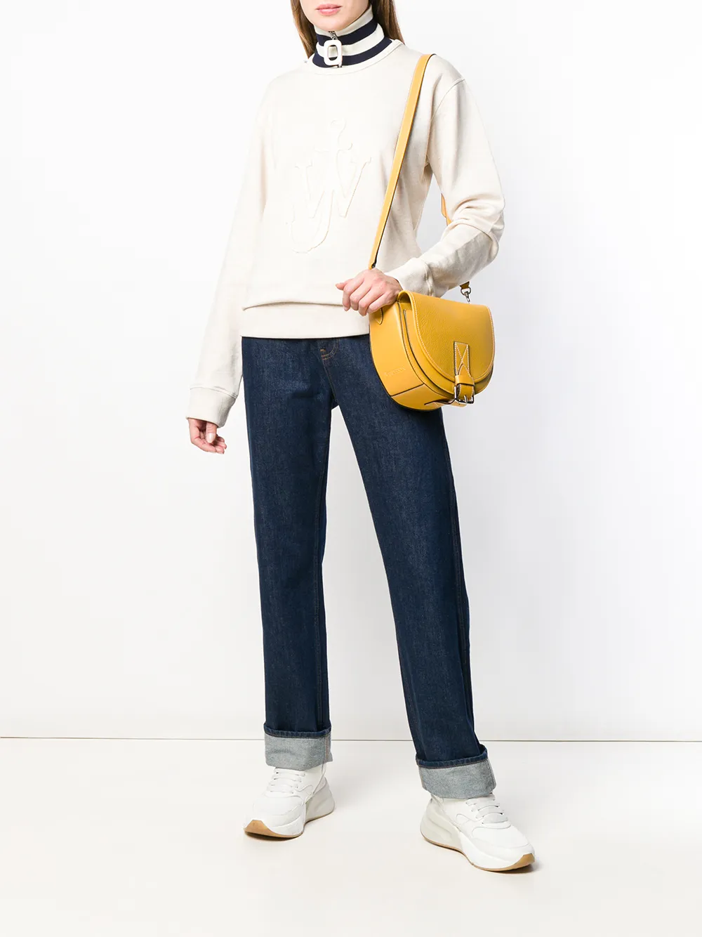  Jw Anderson Melierter Pullover Mit Logo   Nude 