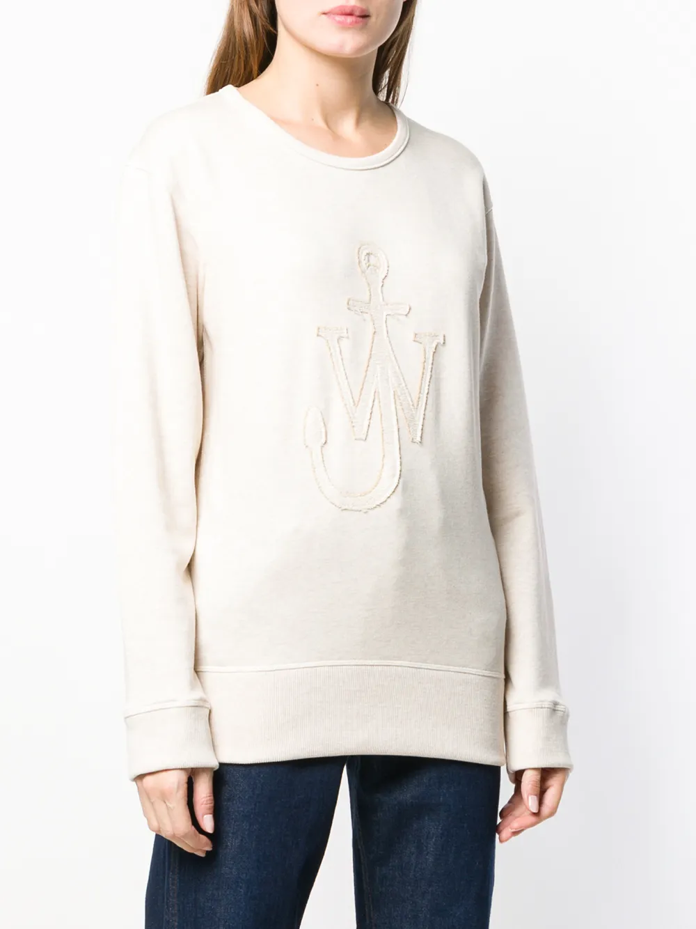  Jw Anderson Melierter Pullover Mit Logo   Nude 