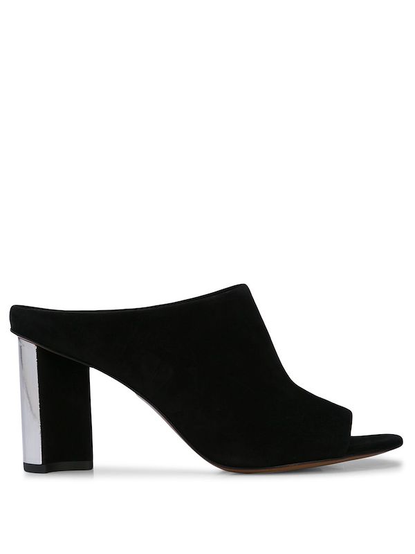 black mid heel mules