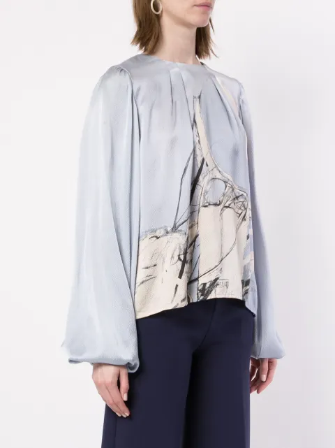 Aje Thurlow Printed Blouse - Blue
