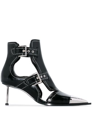 Alexander McQueen Black buckle-up Patent Leather Ankle Boots - Farfetch