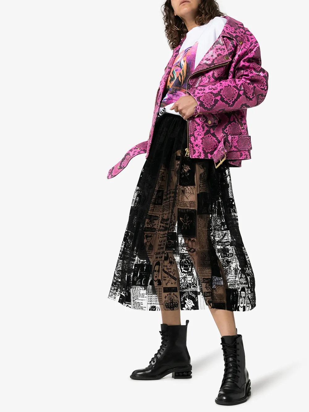 Ashley Williams Skirts ASHLEY WILLIAMS MAGAZINE PRINT MESH MIDI SKIRT