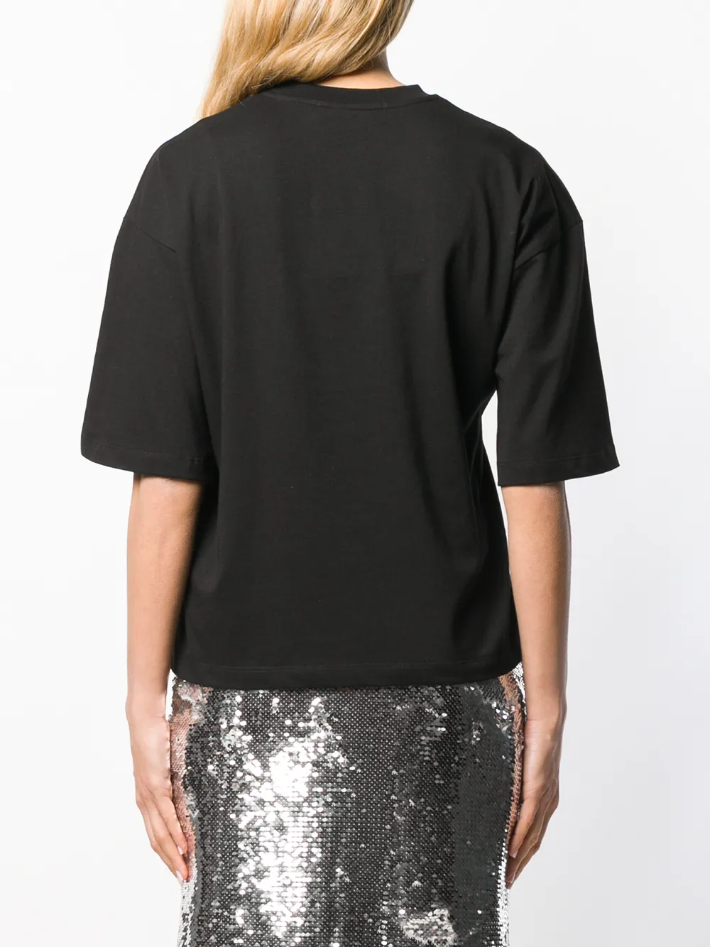 MSGM T -shirt met palmboom en logo Zwart