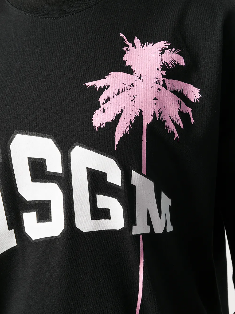 MSGM T -shirt met palmboom en logo Zwart