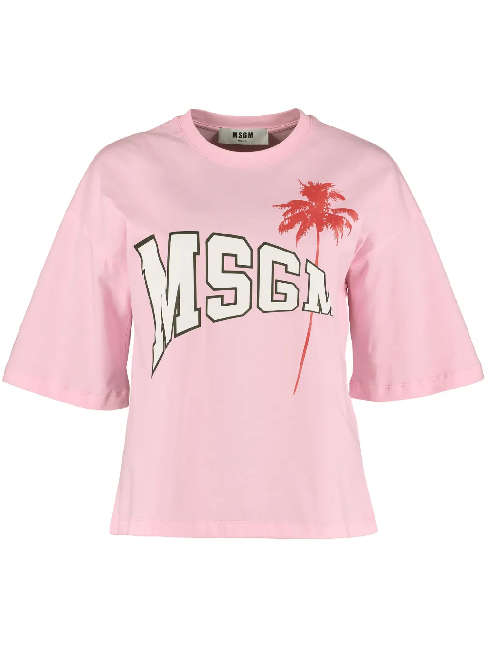 MSGM logo palm tree T-shirt | Pink | Image 1