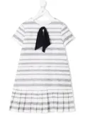 Il Gufo ribbon bow striped dress - White