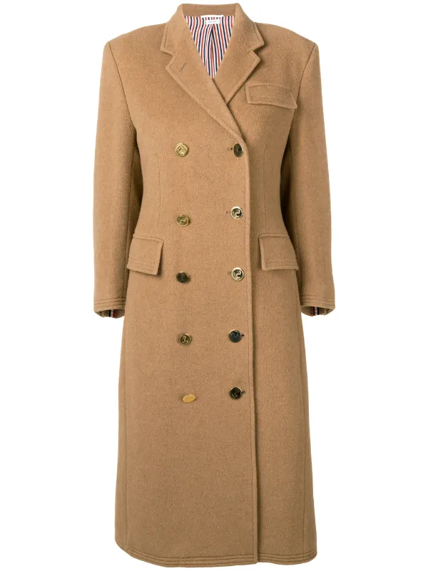 Thom Browne Camel Hair Chesterfield Overcoat Farfetch Com