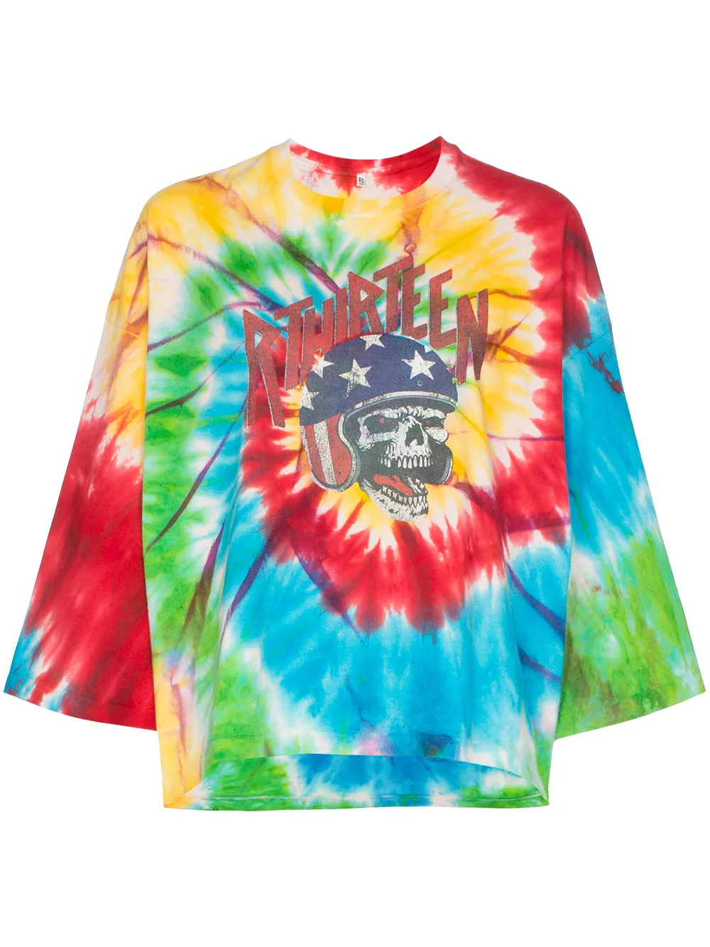 R13 T-shirts R13 VENICE DAREDEVIL SKULL-PRINT TIE-DYE T-SHIRT - TIE DYE
