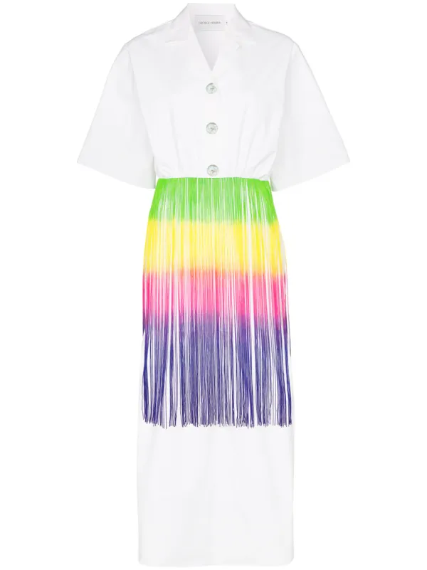 George Keburia Fringed Shirt Midi Dress 303 Buy Online Ss19