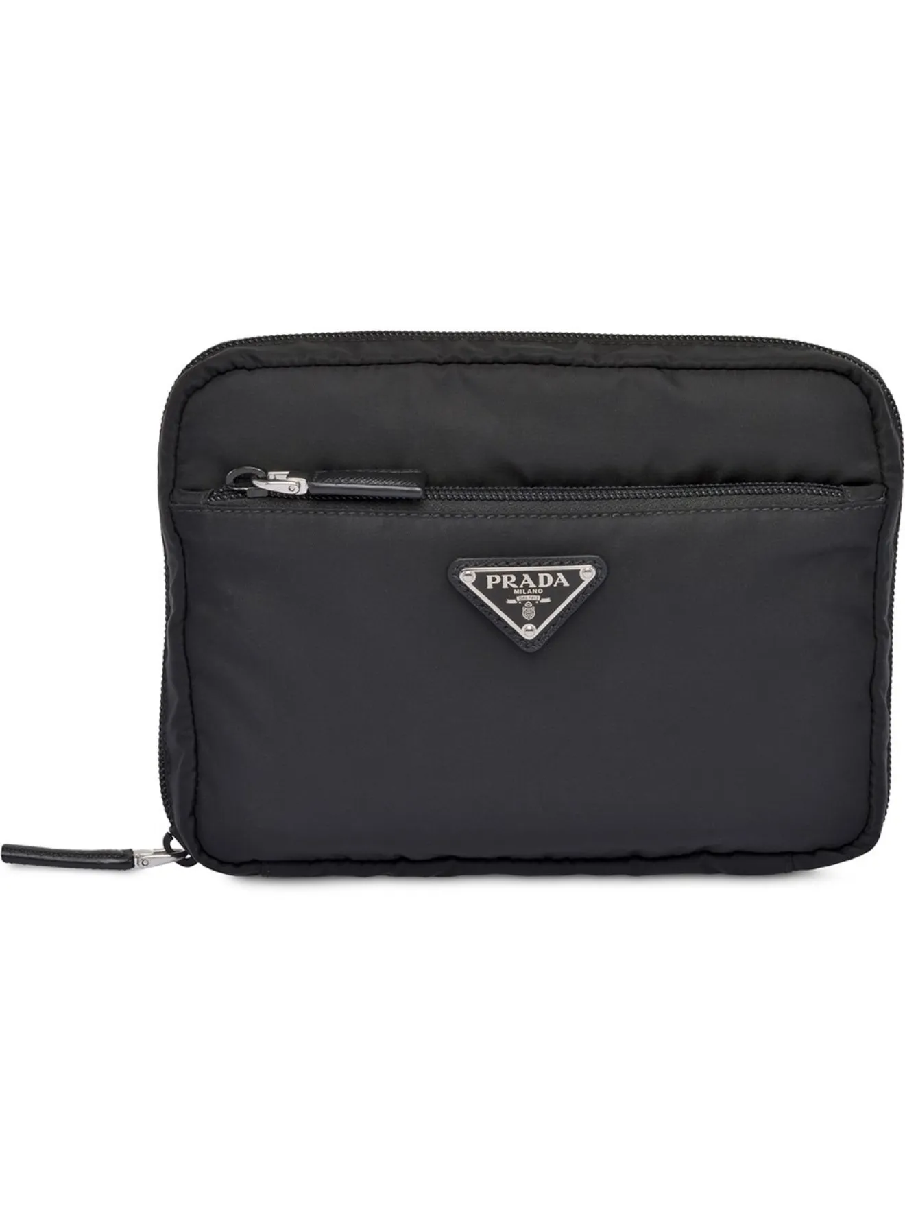 Prada logo plaque travel pouch black 