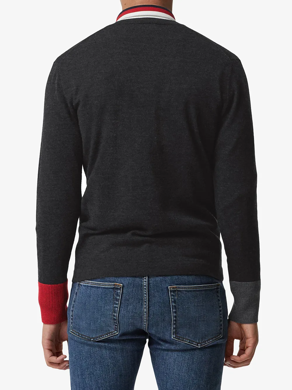 Burberry Suéter Gola V Com Logo Bordado Farfetch