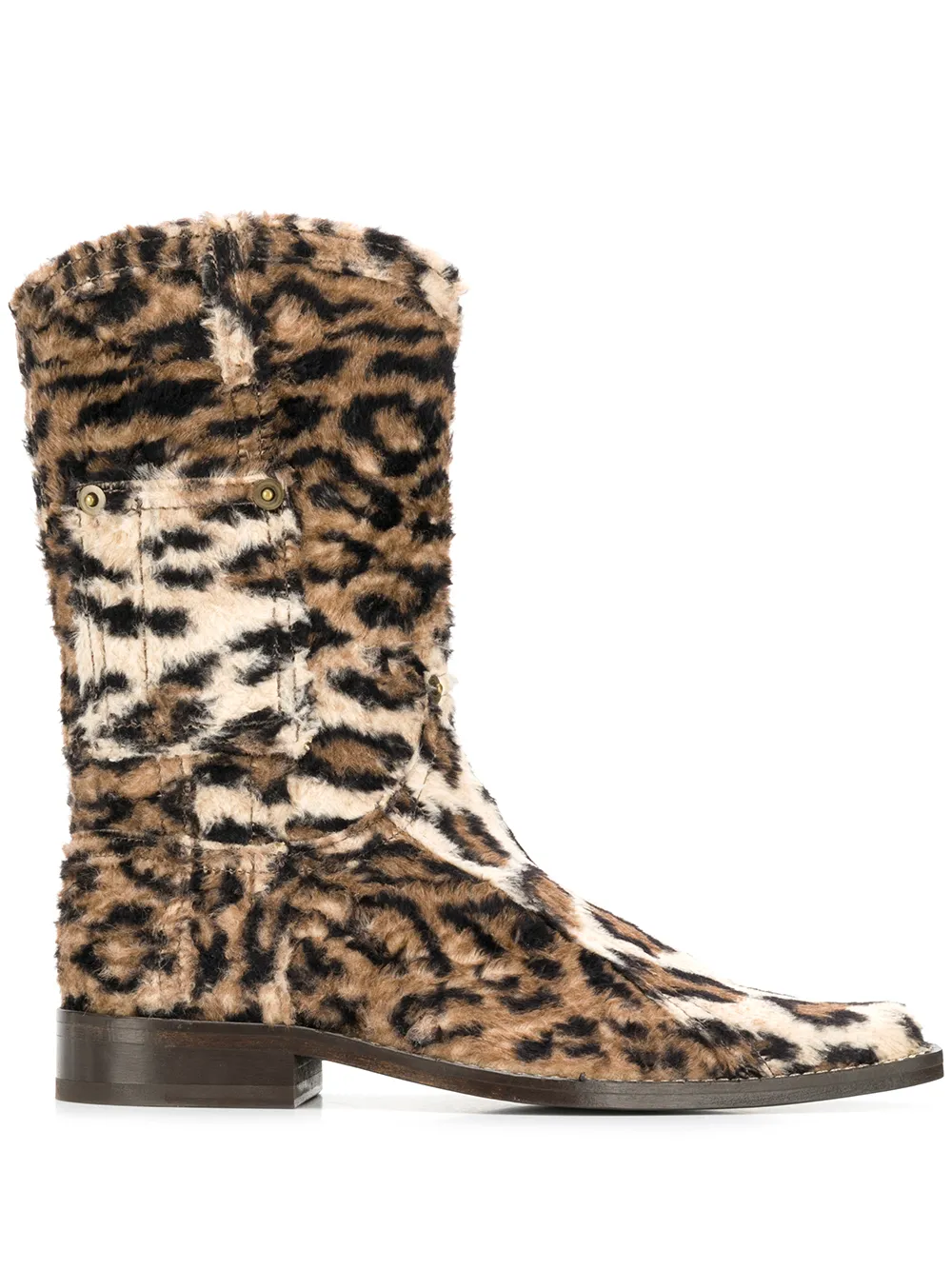 Martine Rose Boots MARTINE ROSE LEOPARD PRINT COWBOY BOOTS - NEUTRALS