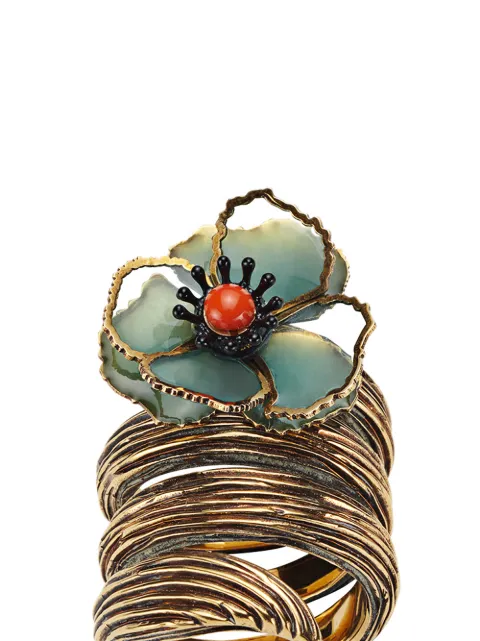 FENDI FLOWER EMBELLISHED TWIST RING