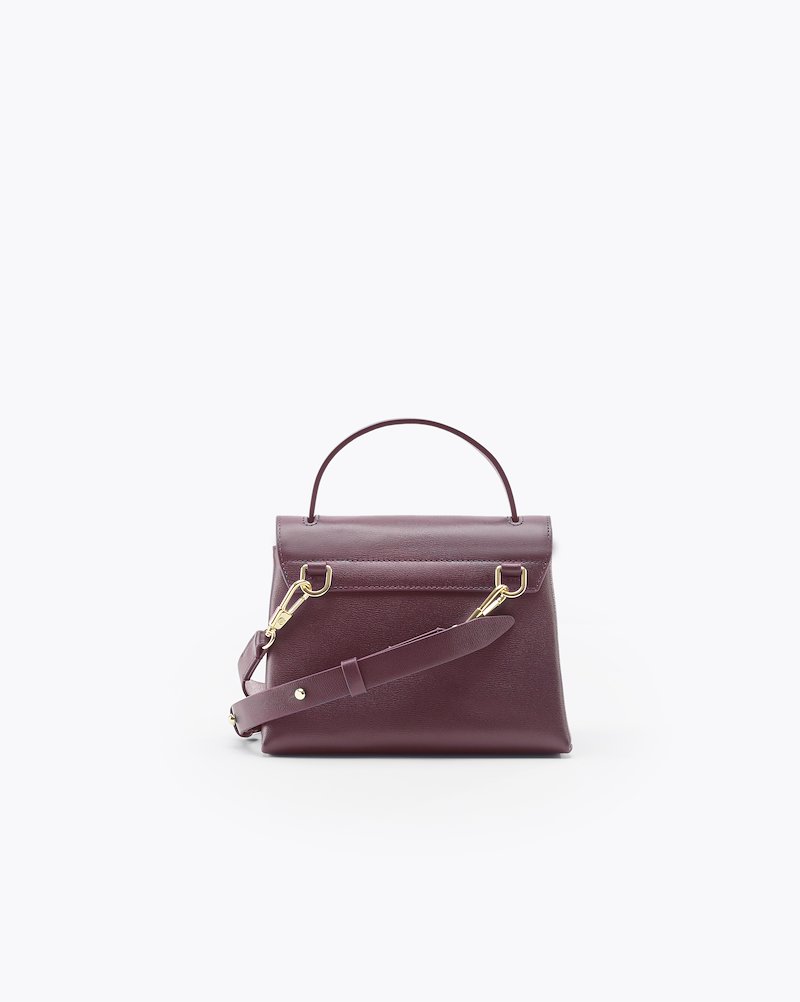 Alix Mini Top Handle Satchel-red #0 Alix Mini Top Handle Satchel, Bordeaux red calf leather Alix mini top handle satchel bag from 3.1 Phillip Lim featuring single top handle, adjustable detachable shoulder strap, foldover top, gold-tone hardware, partitioned compartment and internal slip pocket.- 4