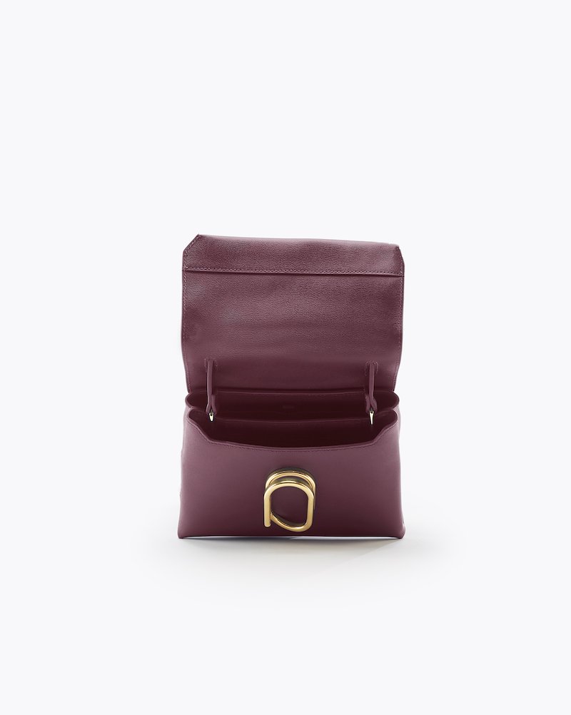 Alix Mini Top Handle Satchel-red #1 Alix Mini Top Handle Satchel, Bordeaux red calf leather Alix mini top handle satchel bag from 3.1 Phillip Lim featuring single top handle, adjustable detachable shoulder strap, foldover top, gold-tone hardware, partitioned compartment and internal slip pocket.- 5