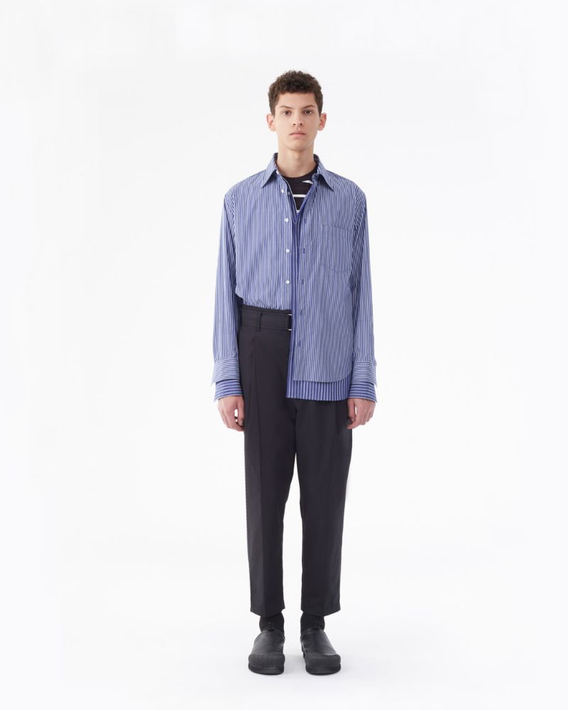 Striped Double-Layered Button-Down in blue | 3.1 Phillip Lim Official