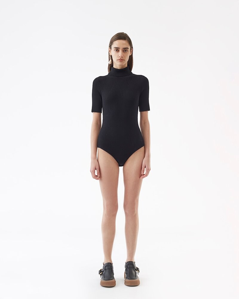 Ribbed Turtleneck Bodysuit in black | 3.1 Phillip Lim Official Site