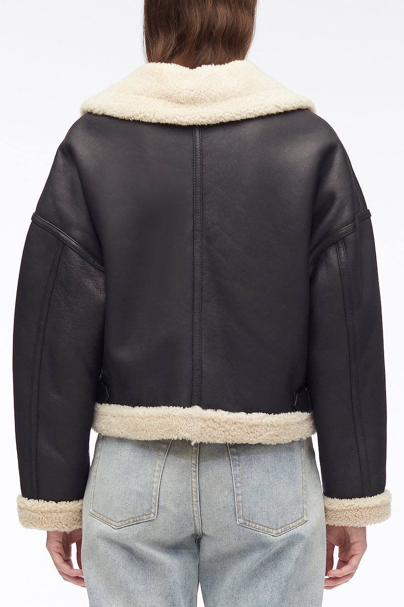 Shearling Bomber Jacket-black #1 Shearling Bomber Jacket, BLACK-NATURAL Furs & Skins->Sheep Skin/Shearling Shearling Bomber Jacket from 3.1 Phillip Lim. - 3
