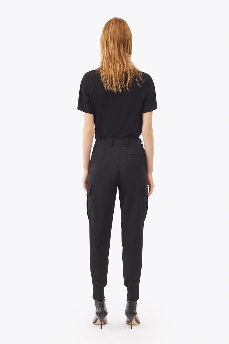 Cargo Jogger Pant-black #0 Cargo Jogger Pant, tapered-leg trousers from 3.1 Phillip Lim featuring black, high-waisted, tapered leg, belt loops, zip fly fastening, two side inset pockets, two side flap pockets and rear button-fastening jetted pocket.- 2