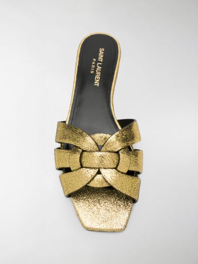 ysl gold flat sandals