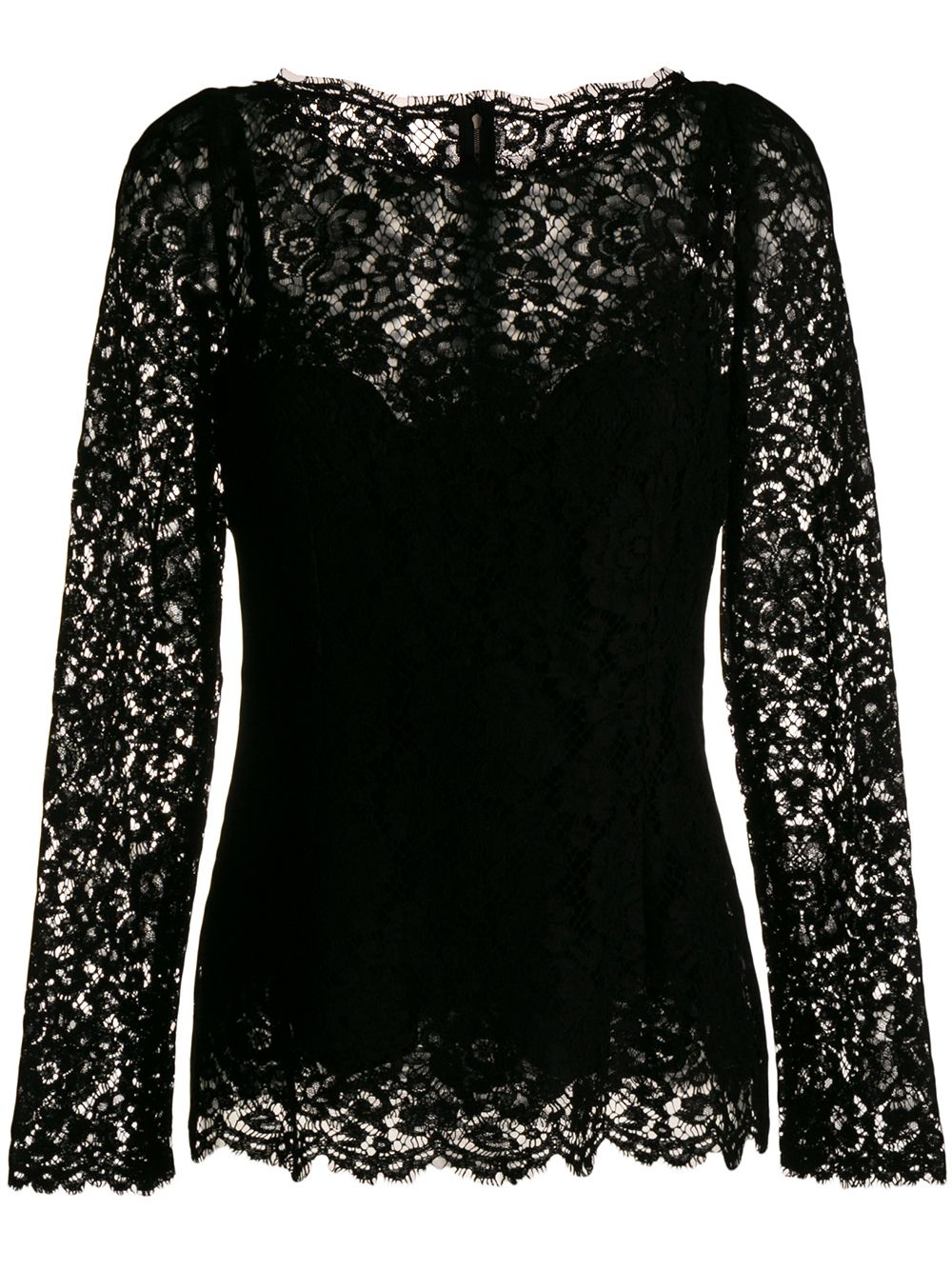 Shop Dolce & Gabbana Cordonetto-lace Long-sleeve T-shirt In Black