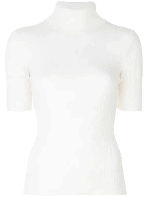 white ribbed turtleneck top