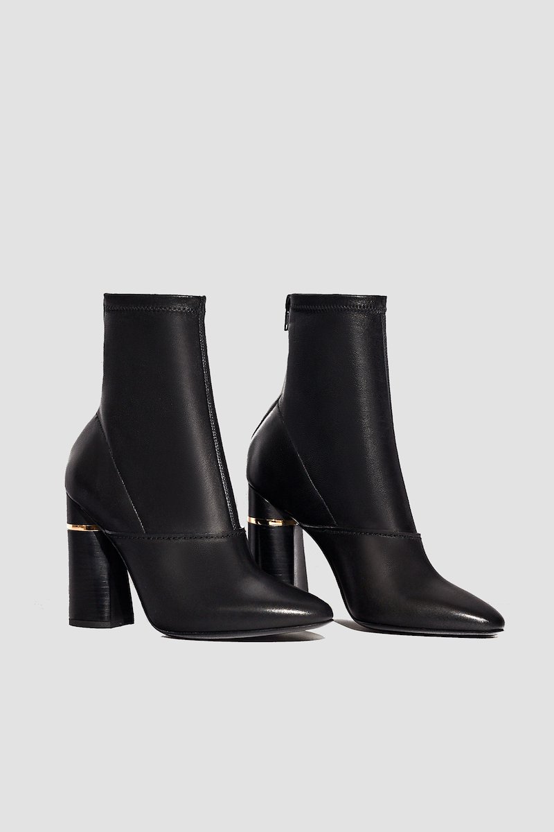 Kyoto Stretch Boot-black #1 Kyoto Stretch Boot, Black leather Kyoto stretch boots from 3.1 Phillip Lim featuring pointed toe, rear zip fastening, gold-tone hardware and high block heel.- 1