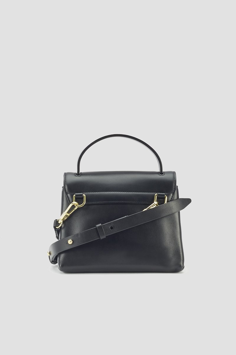 mini Alix satchel bag-black #0 mini Alix satchel bag, mini Alix satchel bag from 3.1 Phillip Lim featuring black, calf leather, cotton blend, silver-tone logo plaque, foldover top, detachable shoulder strap, single rounded top handle, multiple internal slip pockets and partitioned compartment.- 2