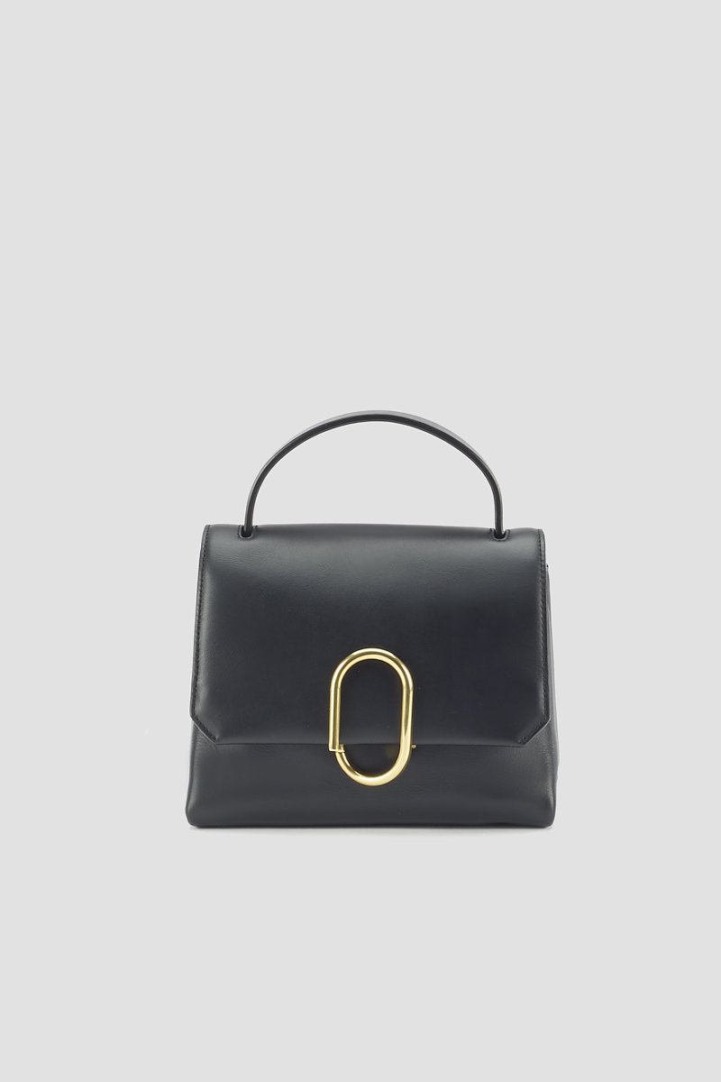mini Alix satchel bag-black #0 mini Alix satchel bag, mini Alix satchel bag from 3.1 Phillip Lim featuring black, calf leather, cotton blend, silver-tone logo plaque, foldover top, detachable shoulder strap, single rounded top handle, multiple internal slip pockets and partitioned compartment.- 0