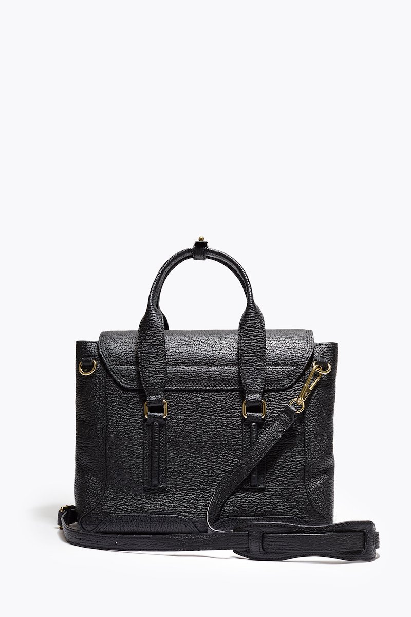 Pashli Medium Satchel-black #1 Pashli Medium Satchel, Black calf leather Pashli medium satchel bag from 3.1 Phillip Lim featuring two rounded top handles, adjustable detachable shoulder strap, silver-tone clasp fastening, main compartment, internal zip pocket and zip details.- 1