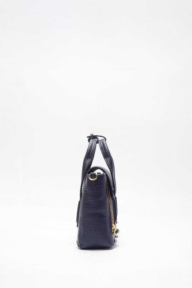 Pashli Mini Satchel-blue #1 Pashli Mini Satchel, Ink blue calf leather Pashli mini satchel bag from 3.1 Phillip Lim featuring gold-tone hardware, adjustable detachable shoulder strap, two rounded top handles, clasp fastening, main compartment, internal zip pocket and zip details.- 1
