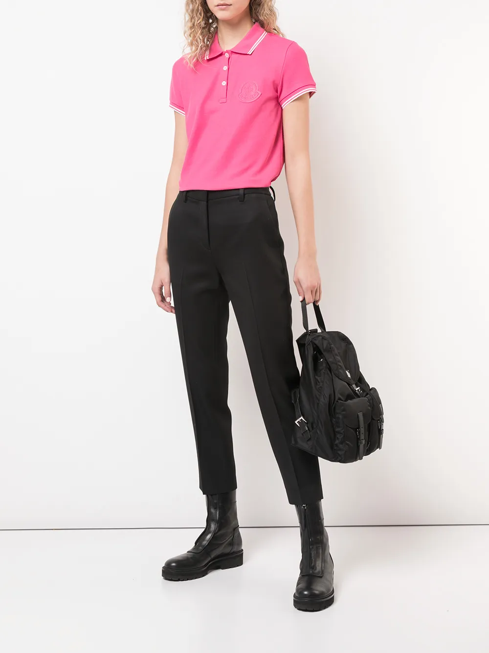 Moncler polotop met geborduurd logo - Roze