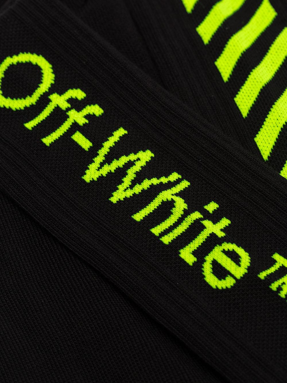 Off-White Black Cotton Fluorescent Green Logo Socks - Farfetch