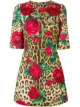 الصورة 1 من Dolce & Gabbana فستان بطبعة جلد النمر وزهور