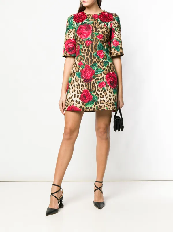 Leopard print floral dress Clearance