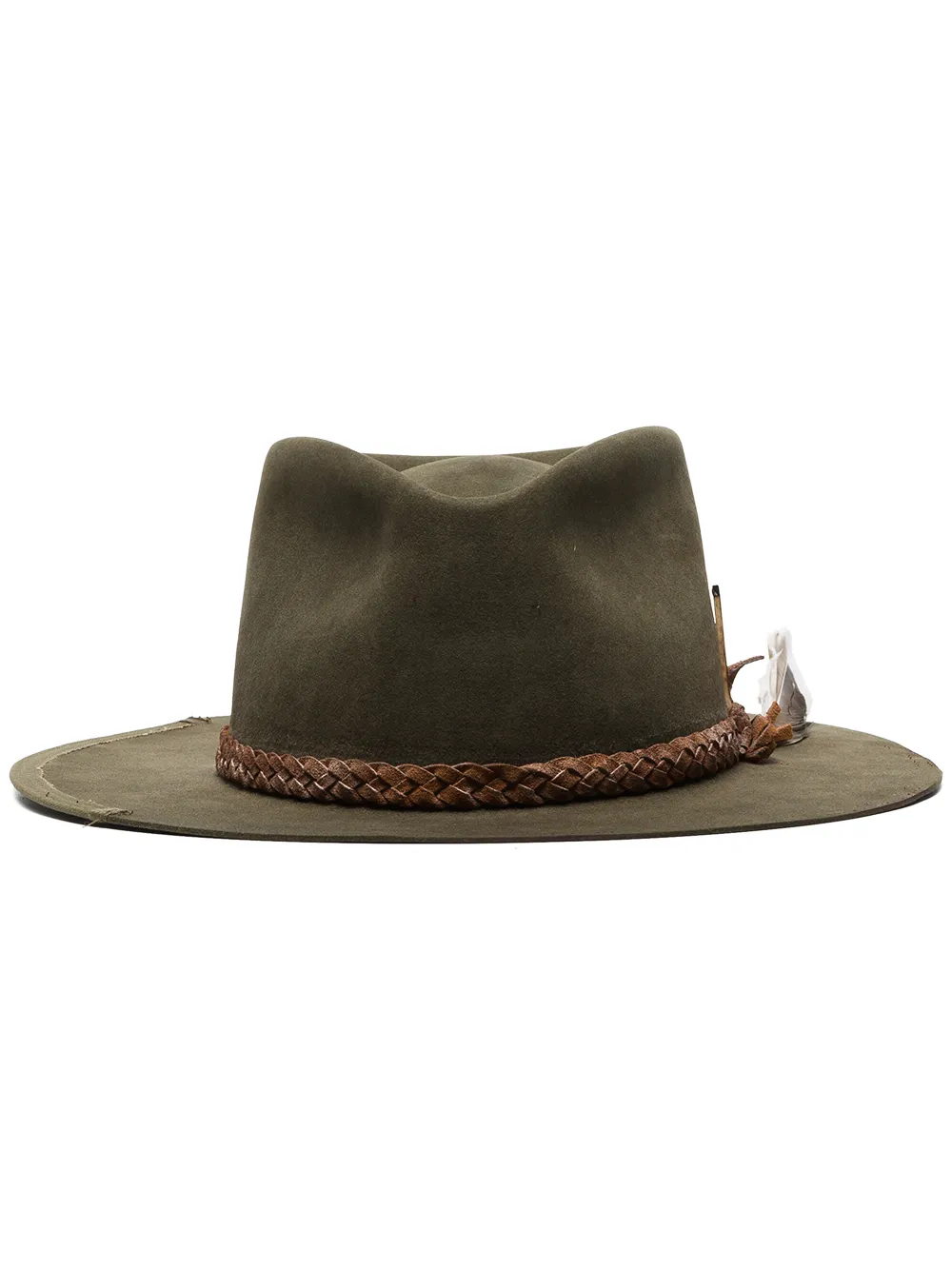 Nick Fouquet NICK FOUQUET FOREST GREEN EL GUANTANAMO FEATHER EMBELLISHED FUR HAT